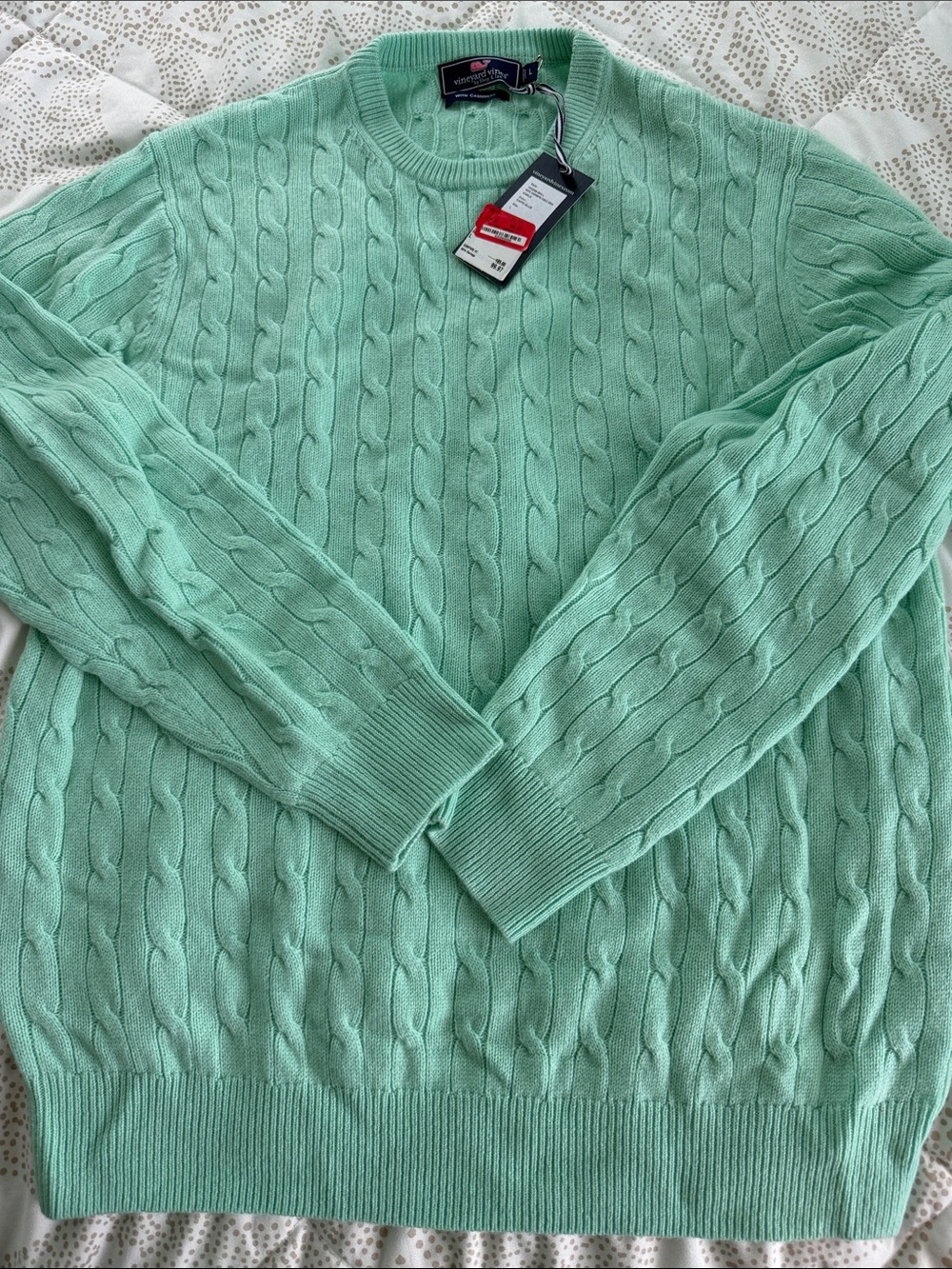 Vineyard Vines Men's Cable Crewneck Sweater - Mint Green